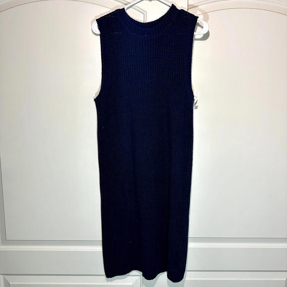 Melrose and Market Dresses & Skirts - Melrose & Market Sleeveless Sweater Dress Navy Blue Womens Small Crochet Cotton